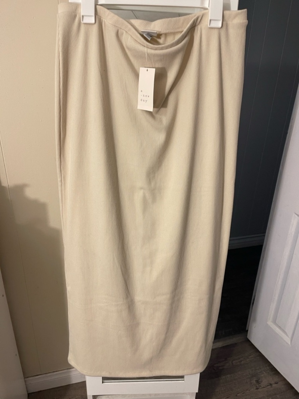 a new day Strapless Cream Ribbed Knit Dress